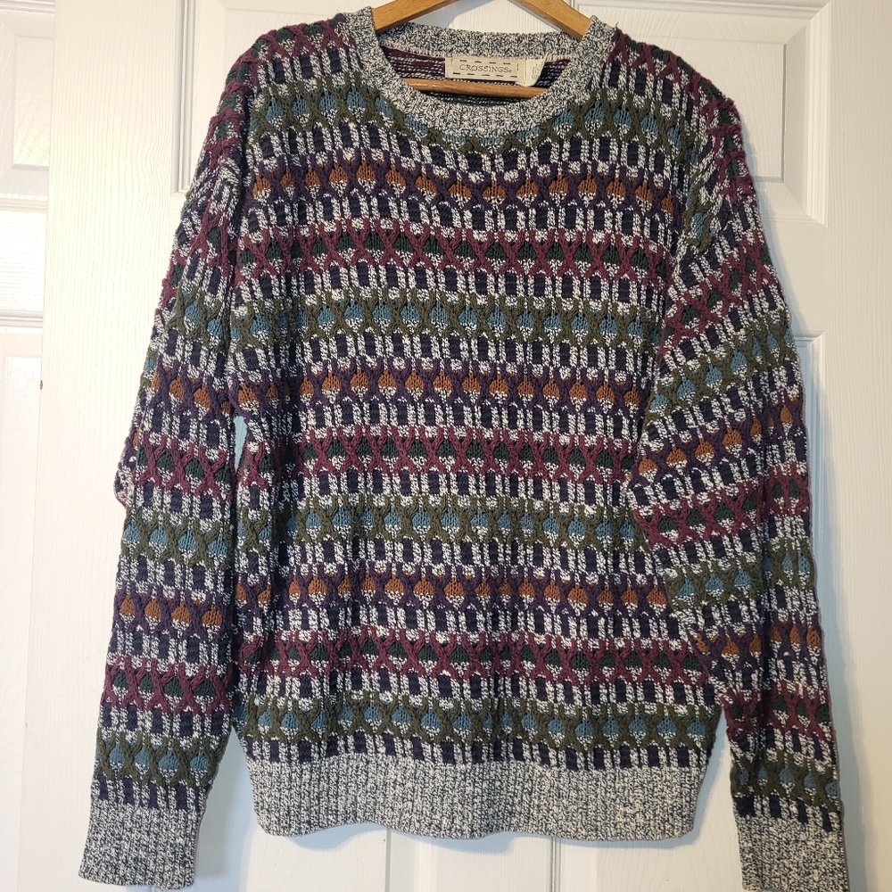 Crossings 90s Vintage Grandpa Sweater Mens‎ Size Large Chunky Texture